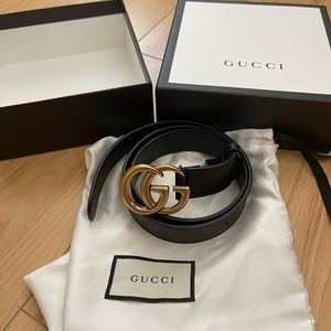 Gucci Leather Belt with Double G Buckle